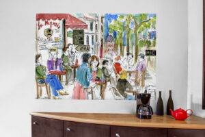 paroles en ville café croquis papier peint Charlotte Massip